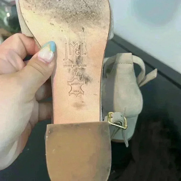 J Mclaughlin Krissa Suede Sandal Womens Striped Size 7 Beige/Gray (2'' Heel) - Picture 6 of 6